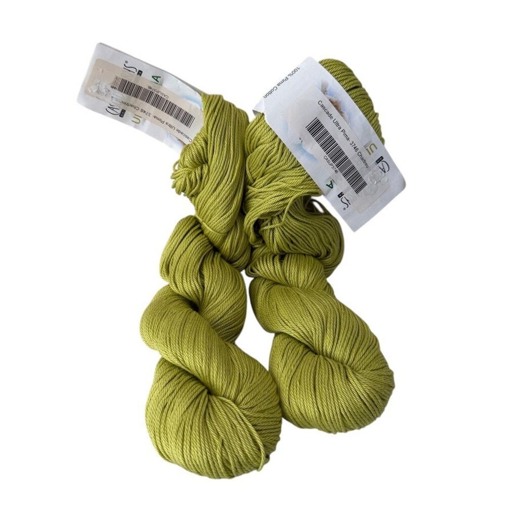 Cascade Yarns Cascade Ultra Pima - 3746 Chartreuse 3.5 oz 220 Yards 2 Pack